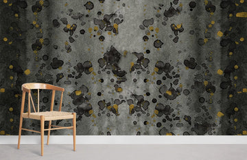 Abstract Gold Flecked Black Mural Wallpaper