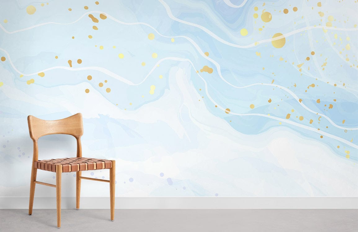 light Marble with Gold Dots Wallpaper Mural for Room decor