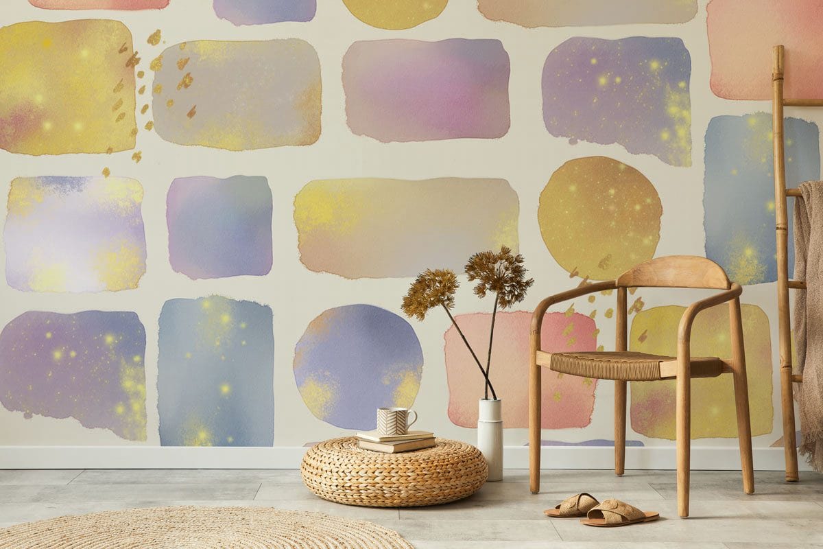Spectacular Color Geometric Watercolor Wallpaper Mural for the Entryway