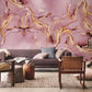 gold pink marble wallpaper mural living room accent wall