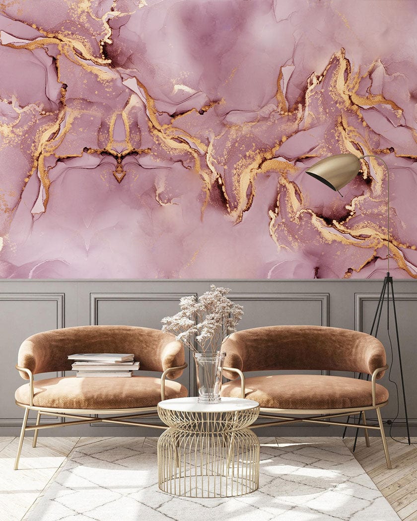 pink marble feature wall custom wallpaper hallway art decor