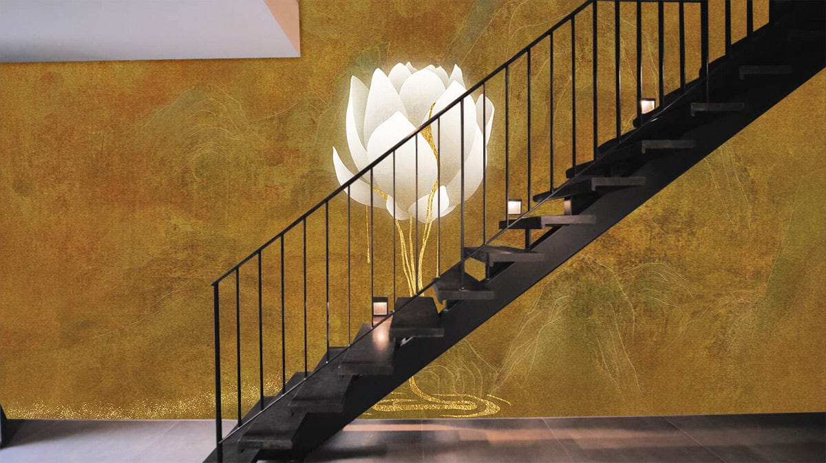 Gold Plated Lotus Flower Wallpaper Art Design