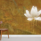 Gold Plated Lotus Flower Mural Wallpaper Room Decoration Idea
