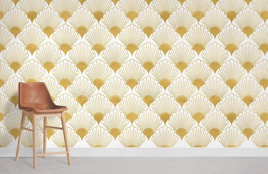 Golden Pattern Art Deco Wallpaper Mural For Room