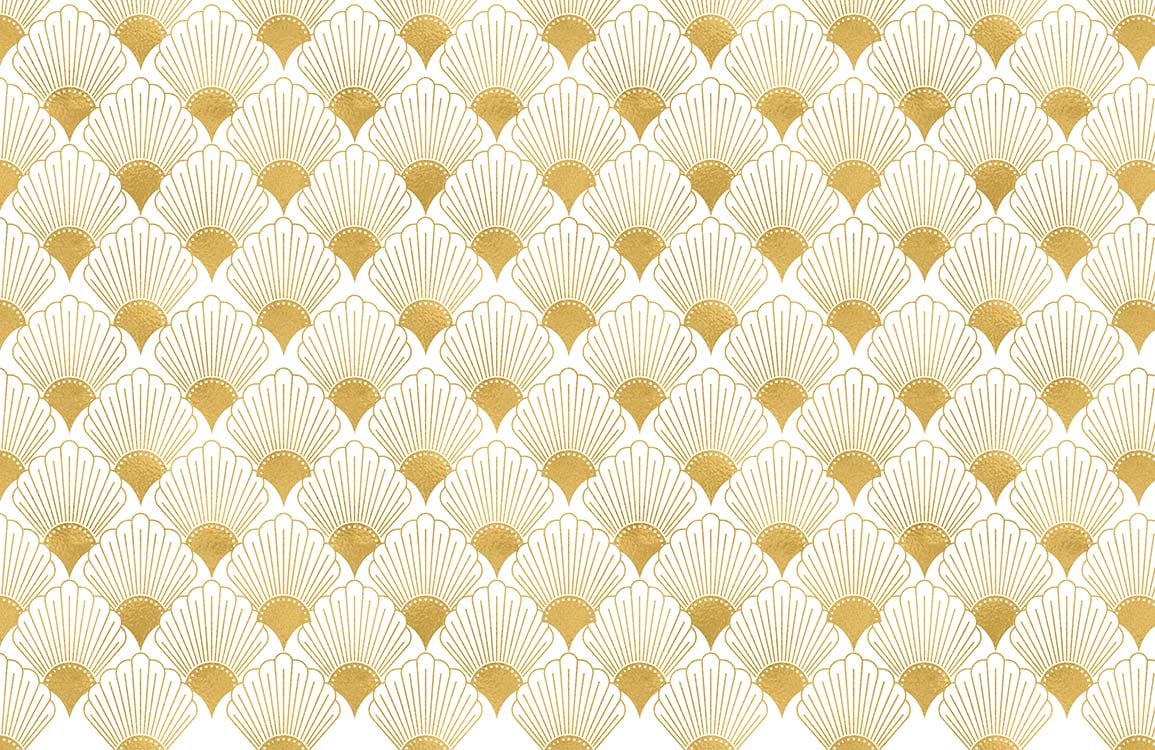 Golden Art Deco Shell Mural Wallpaper