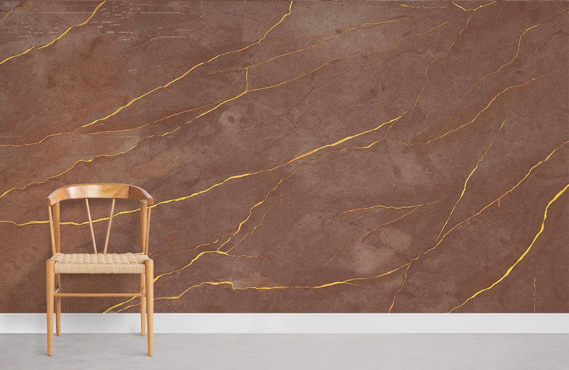 Golden Cracks Marble Crystal Wallpaper For Home Interior