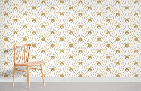 Golden Art Deco Wallpaper for Home