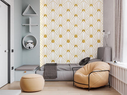 Golden Art Deco Wallpaper Decoration Idea