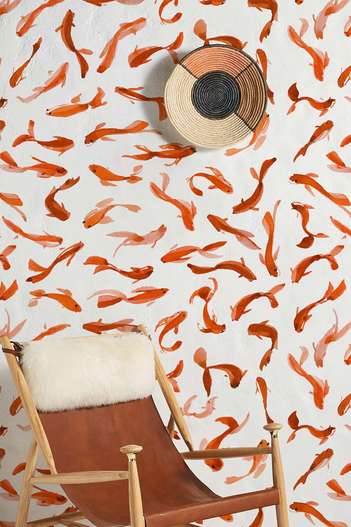 repeated Goldfish pattern Wallpaper Mural for living room