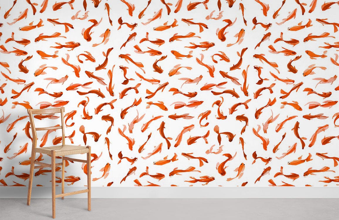 repeated Goldfish pattern Wallpaper Mural for Room decor