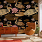 wallpaper with a variety of animals and flowers for the living room