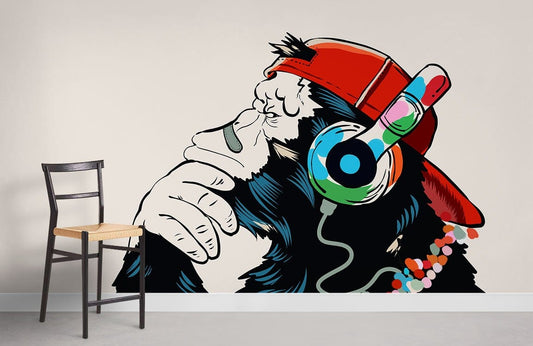 Cool Monkey DJ Urban Mural Wallpaper