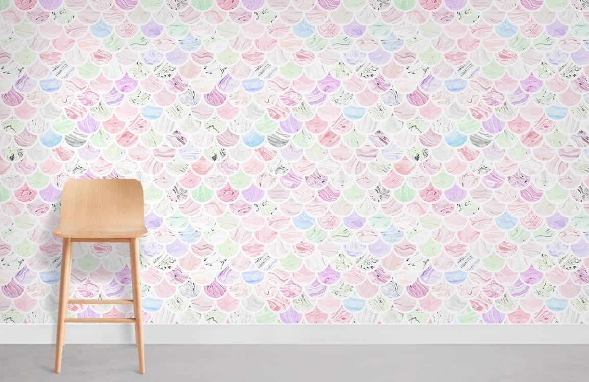 Pink Marble Tiles Effect Wall Mural Room