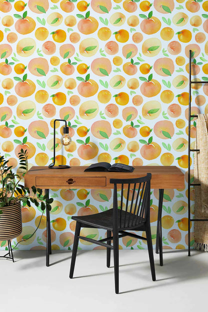 Watercolor Fruit Pattern Mural Art