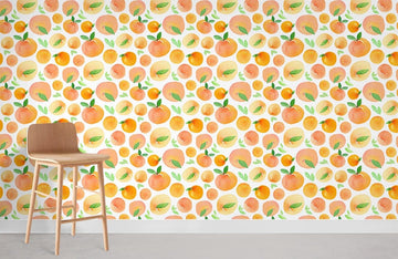 Colorful Fresh Peach Fruit Mural Wallpaper