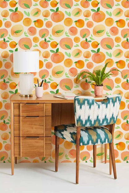 Gradient Orange Pattern Watercolor Mural Design