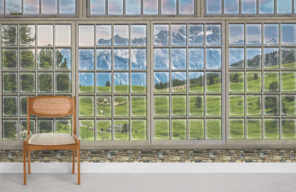 Grassland and Mountain Custom Wallpaper Mural  Design