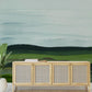 Serene Landscape Watercolor Wall Mural in living room