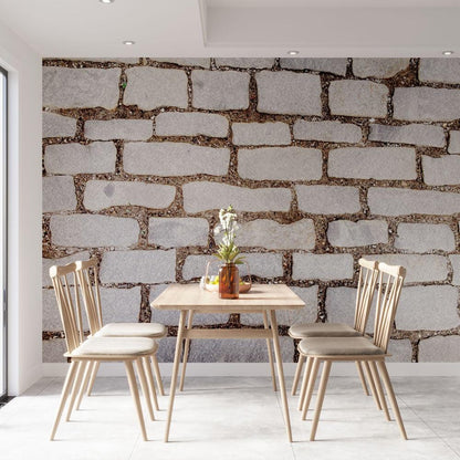 Dining Room Wallpaper Mural in Industrial Gray Brick