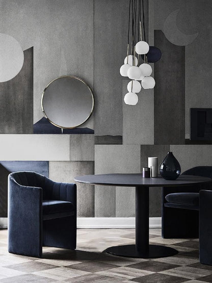 Wallpaper with a Gray Geometric Pattern for the Dining Room