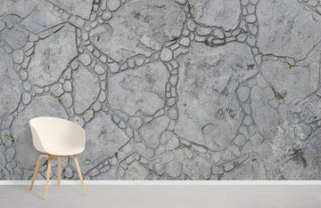 Modern Grey Geometric Stone Mural Wallpaper