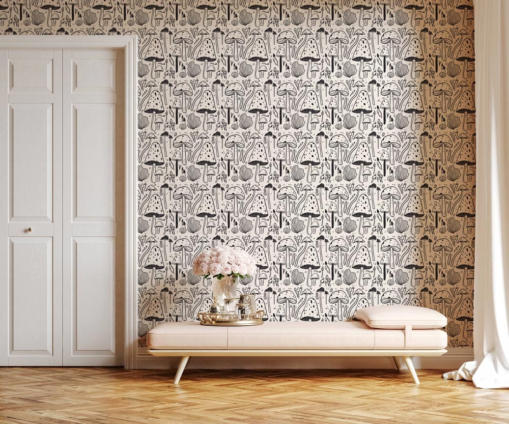 special mushroom rain wallpaper mural for hallway