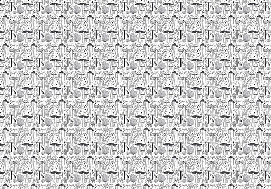 gray mushrooms repeat pattern mural wallpaper for room decor