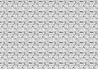 gray mushrooms repeat pattern mural wallpaper for room decor