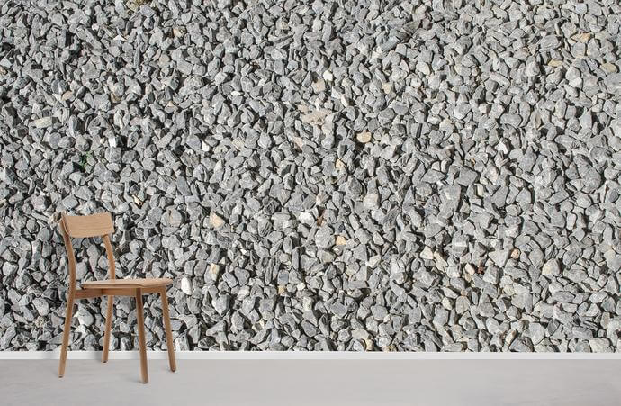 Home Decoration Featuring a Wallpaper Mural Featuring Gray Pebbles