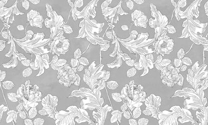 custom gray sketched flowers wallpaper mural for  room decor