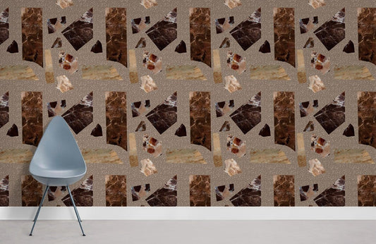 Terrazzo Patterns on a Marble Wallpaper Mural in the Room Brown