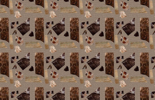 Marble Wallpaper Mural with Brown Terrazzo Pieces for Interior Design of Homes