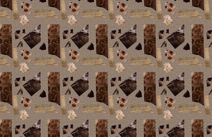 Marble Wallpaper Mural with Brown Terrazzo Pieces for Interior Design of Homes