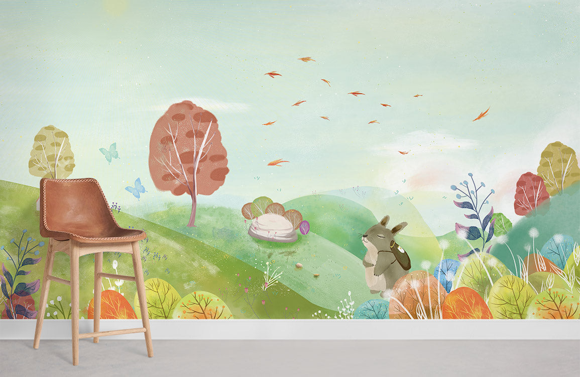 Whimsical Forest Animal Nursery Mural Wallpaper