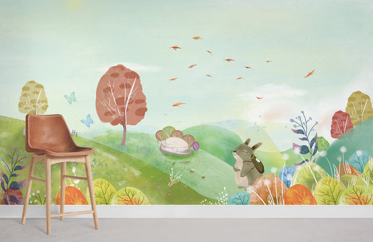 Whimsical Forest Animal Nursery Mural Wallpaper