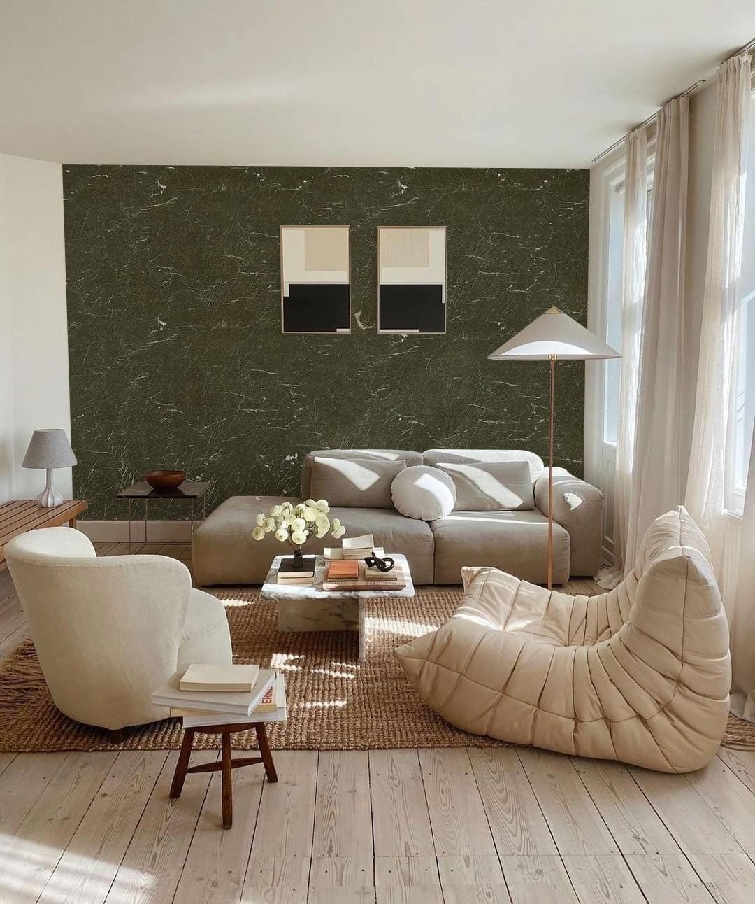 Green Cracked Stone Wallpaper Mural Home Interior Decor