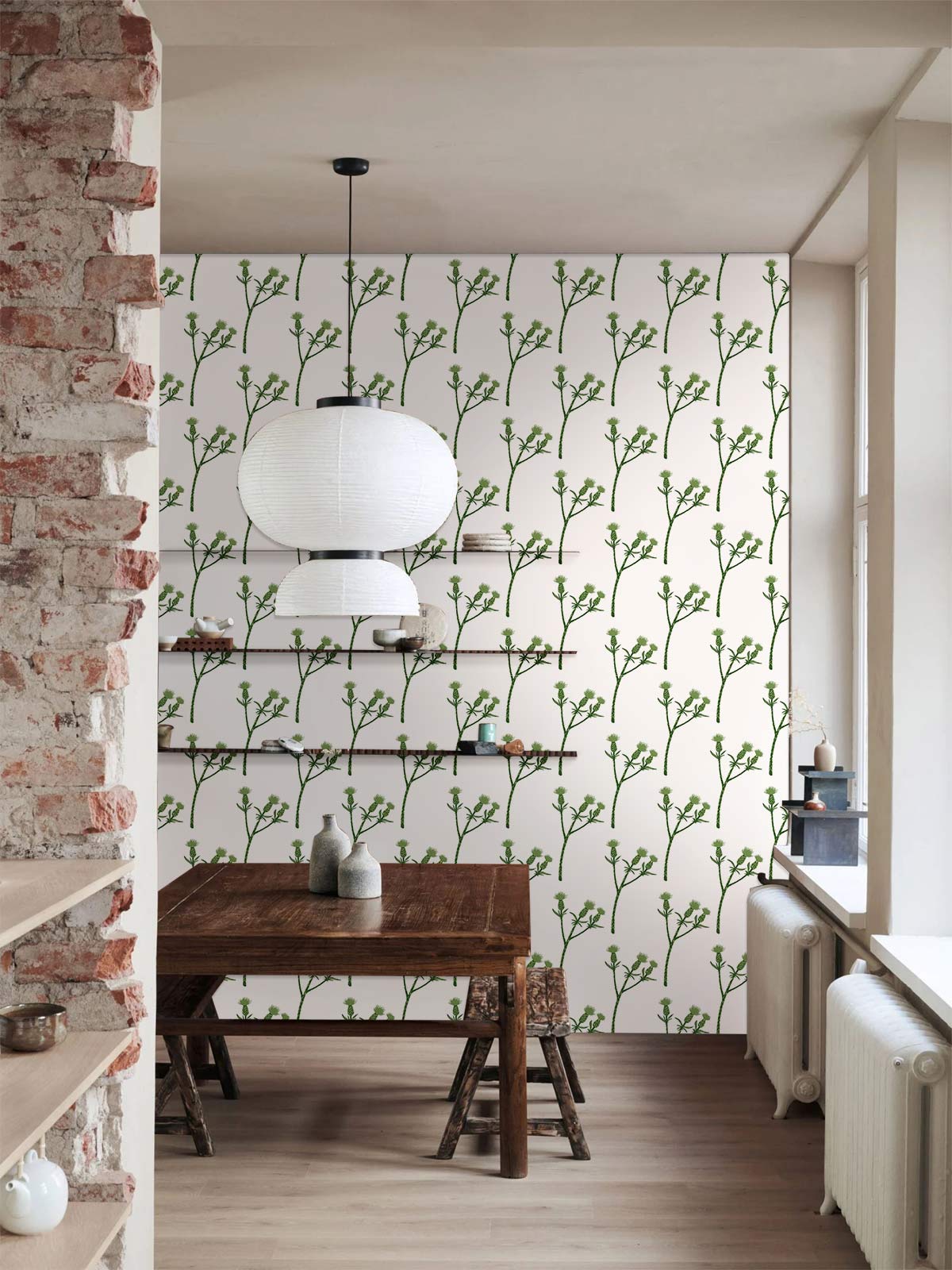Green Floral Pattern Home Interior Decor