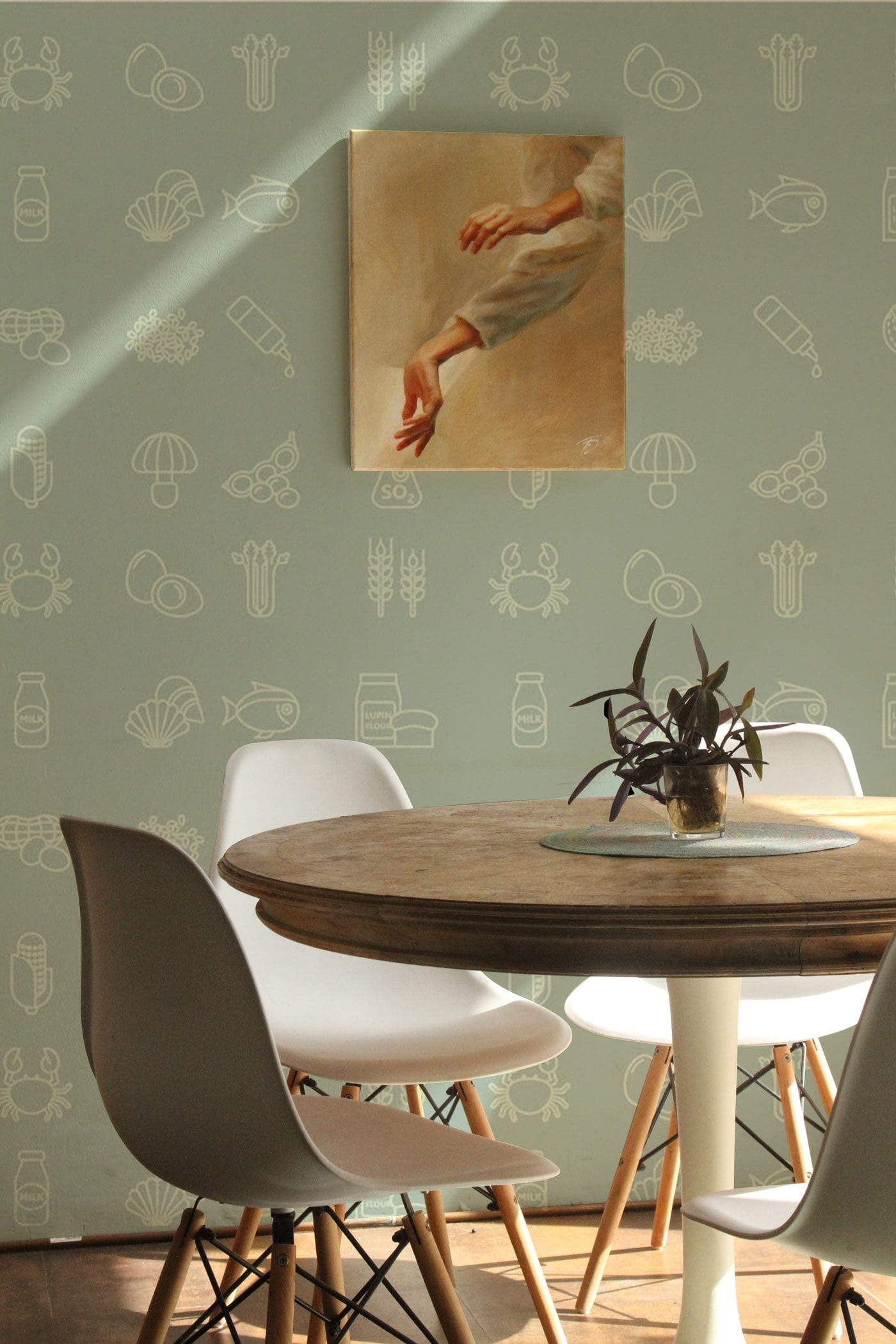 Miniature Patterns of Ocean Life Wallpaper Mural for the Decoration of the Dining Room