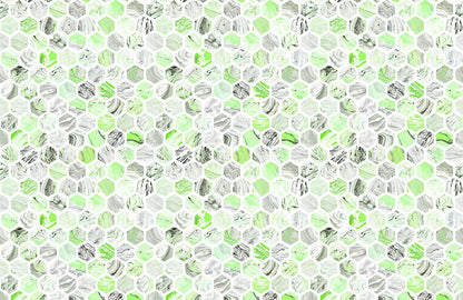 Unique Green Hexagon Marble Effect Mural Design