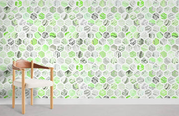 Abstract Geometric Green Mural Wallpaper