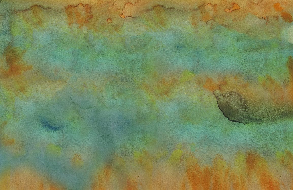 Abstract Watercolor Orange-Green Mural Wallpaper