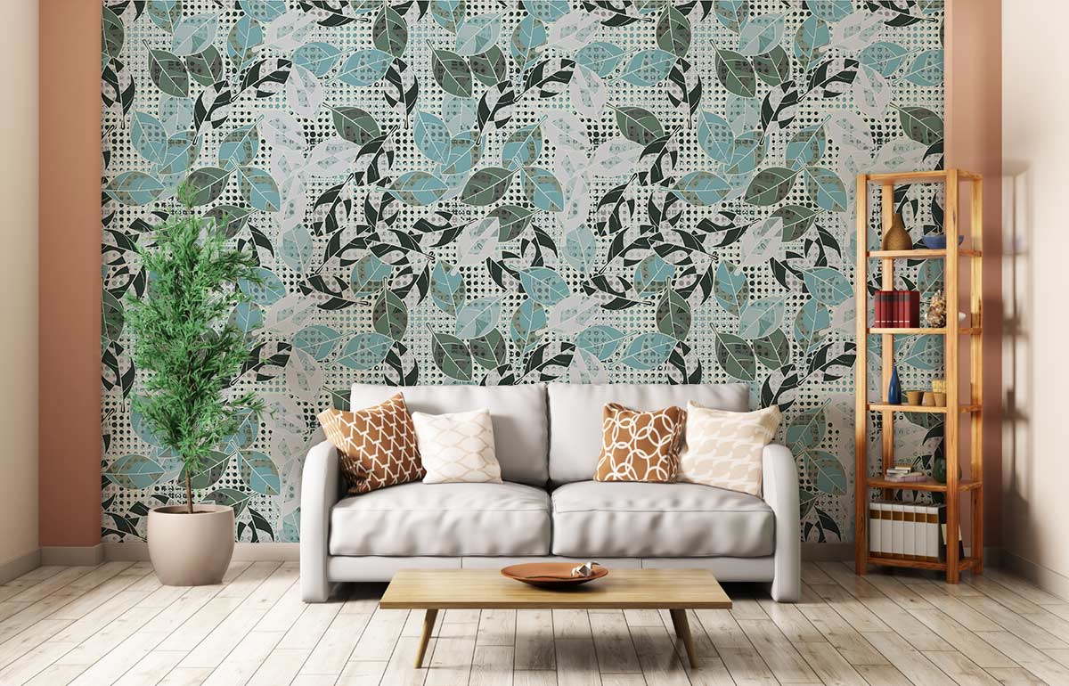 Modern Abstract Botanical Leaf Mural Wallpaper