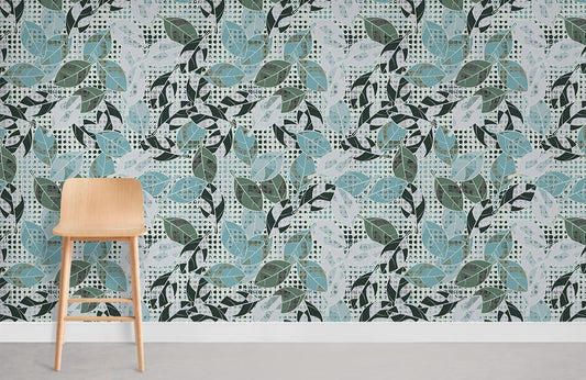 Modern Abstract Botanical Leaf Mural Wallpaper