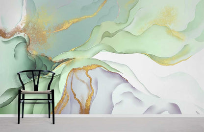 Emerald Green Abstract Marble Mural Wallpaper