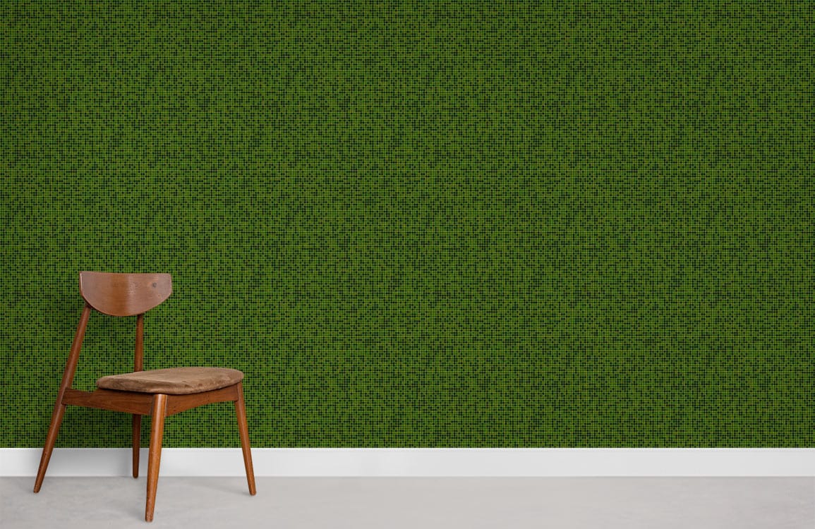 Wallpaper mural depicting a green mosaic in the room