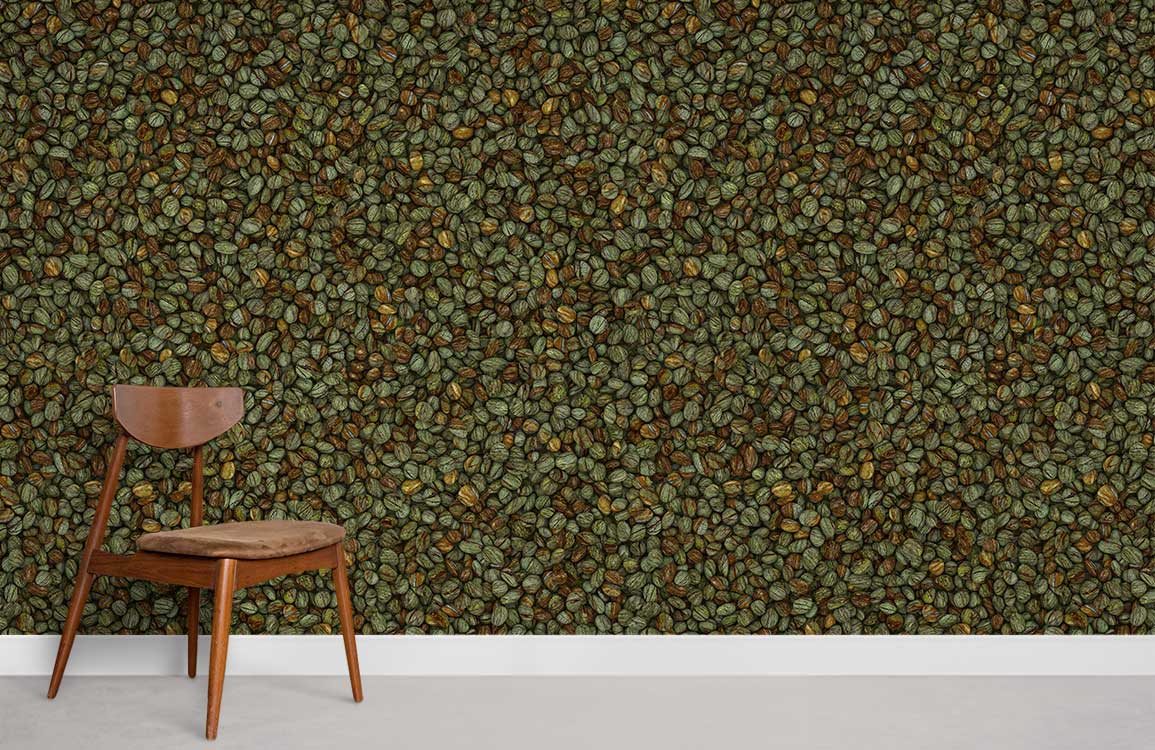 Green Pebbles Texture Room Wallpaper Mural