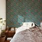 design for a bedroom with a vintage and exquisite pattern wall mural