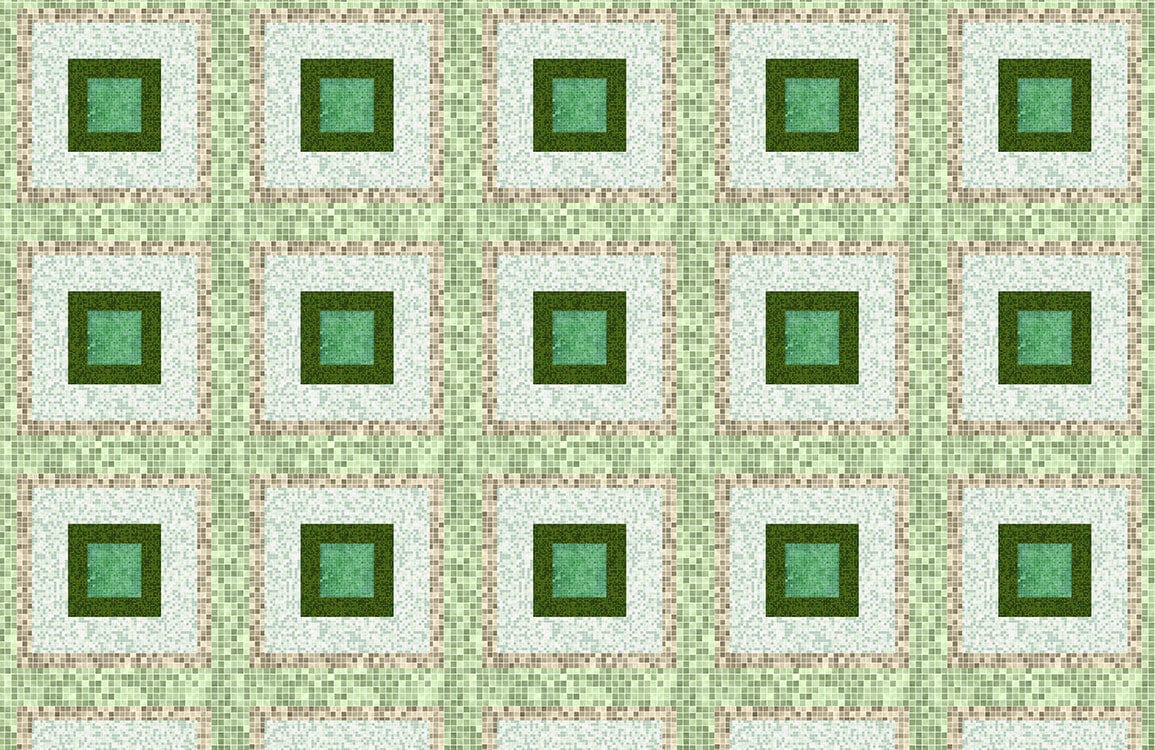 The Plain Green Squares Mosaic Wallpaper