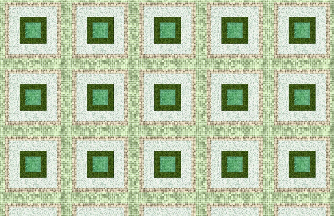 Emerald Green Geometric Square Mural Wallpaper