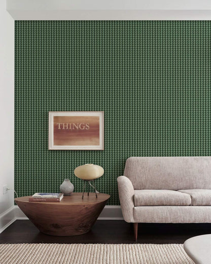 Emerald Green Geometric Mural Wallpaper in living room